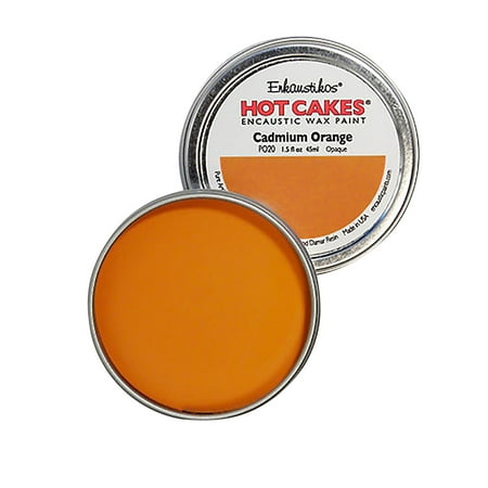 UPC: 0813043010949 | Enkaustikos Hot Cake Encaustic Wax Paint  1.5 oz. Tin  Cadmium Orange