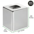 thumbnail image 4 of mDesign Metal Square Modern Tissue Box Cover Holder for Bathroom, 2 Pack, Chrome, 4 of 7