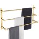 thumbnail image 1 of Toallero de 3 niveles con escalera para montar en la pared con estantes de acero inoxidable acabado dorado cepillado, 1 of 8
