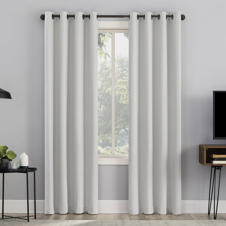 Sun Zero Channing Grid Blackout Curtain 50"W x 84"L Pearl photo 1