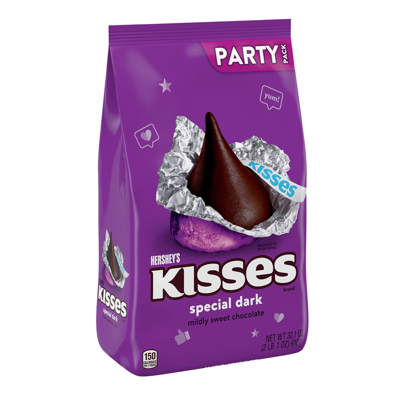 Hershey's, Kisses Special Dark Mildly Sweet Chocolate Candy, Individually Wrapped, 32.1 oz, Bulk Party Pack