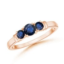 ANGARA Natural Vintage Style Three Stone Sapphire Wedding Band in 14K Rose Gold for Women (Size-4mm) | September Birthstone, Birthday, Anniversary, Jewelry Gift for Women | Natural Blue Sapphire Ring