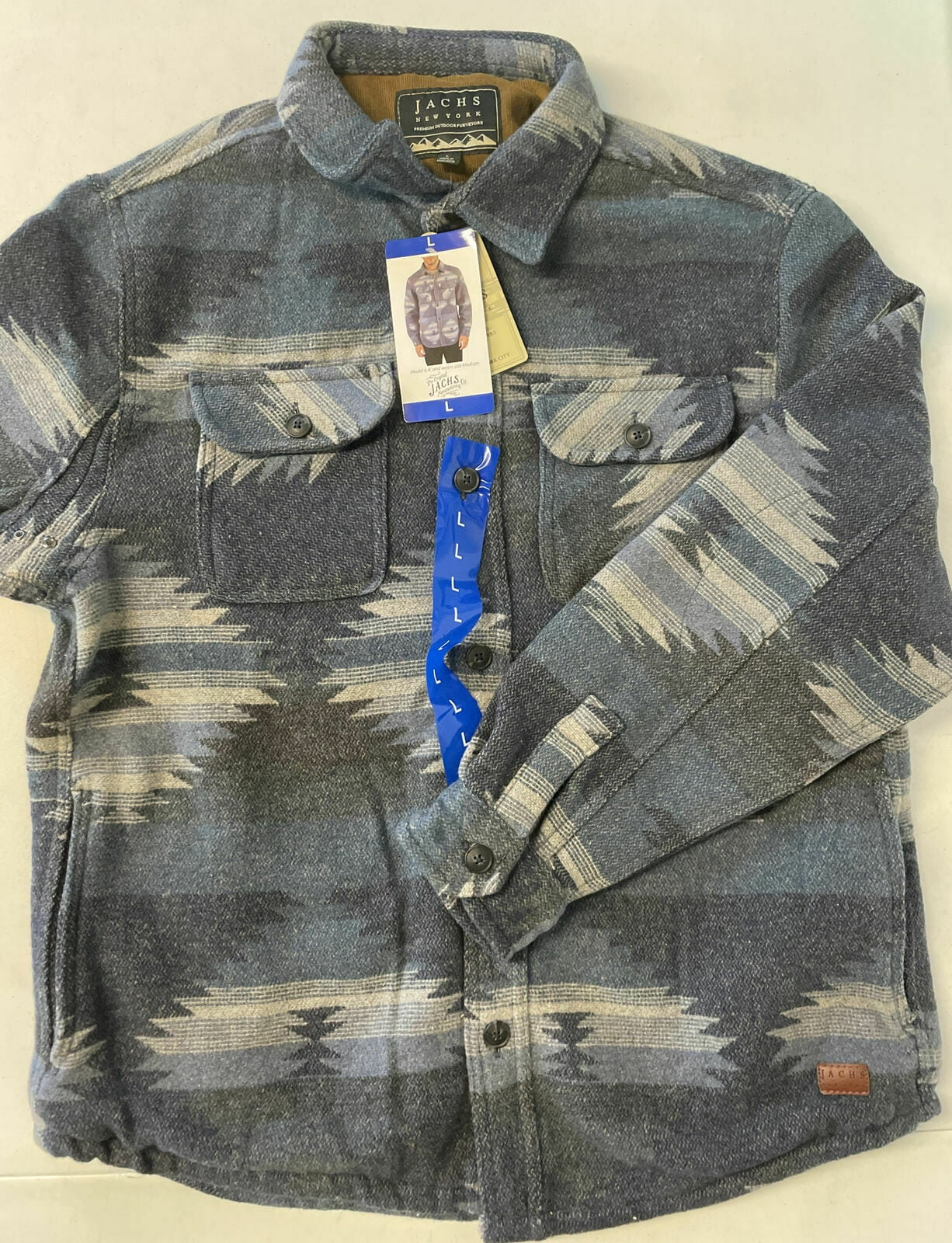 JACHS NEW YORK Men's Wool Blend Shirt Jacket, Fully Lined (Navy Plaid