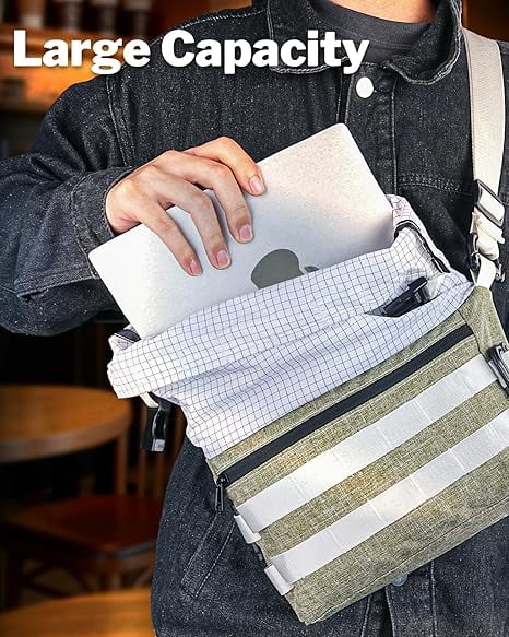 VIPERADE Crossbody Sling Bag for Men, Rolltop Messenger Shoulder Bag, EDC Handbag for Travel Hiking Outdoor Sports, Green