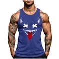 thumbnail image 2 of Camiseta sin mangas de cuello redondo para hombre, con estampado de Halloween, cuello redondo, estilo informal, deportiva, para hombre, 2 of 5