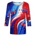 thumbnail image 5 of Htigea Fourth of July Tops for Women 3/4 Sleeve 1776-2026 Shirts Red White and Blue Print Tees Independence Day 250th Anniversary T-Shirts 04 Multicolor XXXXXL, 5 of 7