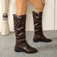 thumbnail image 5 of Women's Mid-Calf Boots with Smooth Texture and Versatile Ruched Shaft for Everyday Wear, 5 of 8