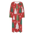 thumbnail image 3 of Womens Christmas Nightgowns Long Sleeve Xmas Plaid Bathrobe Zipper Front Housecoats Split Holiday Sleepwear Red, XXL, 3 of 7