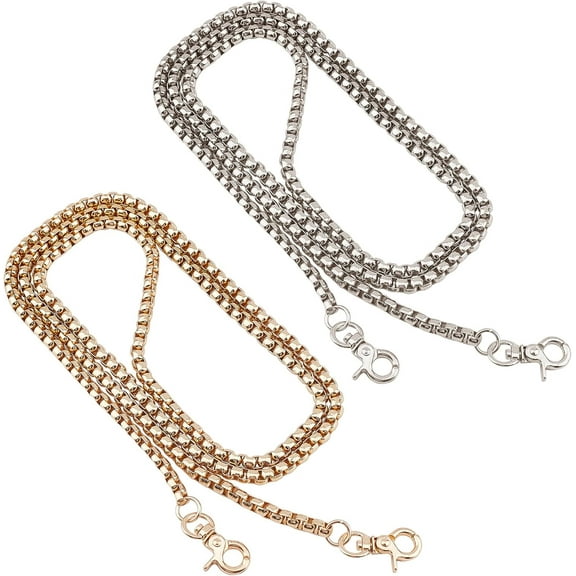 47.2inches 2Pcs Alloy Flat Chain Strap Chain Strap Handbag Chains for Shoulder Body Sling Purse Handbag Perfect for DIY Metal Purse Replacement Colorful