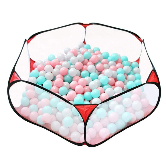 Jacone Portable Cute Hexagon Playpen Children Ball Pit, Indoor and Outdoor Easy Folding Ball Play Pool Kids Toy Play Tent with Carry Tote (Black and Red)
