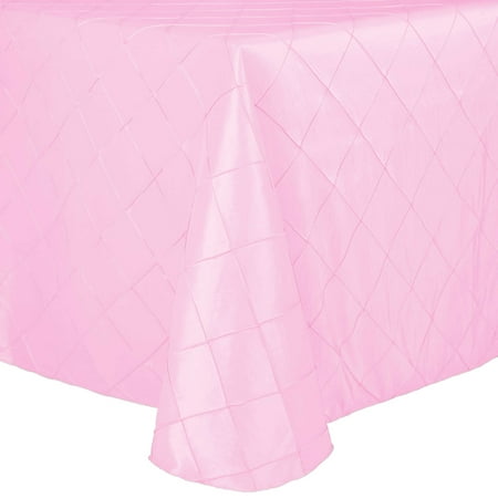 

Ultimate Textile Embroidered Pintuck Taffeta 90 x 132-Inch Rectangle Tablecloth with Rounded Corners Bubble Gum Pink