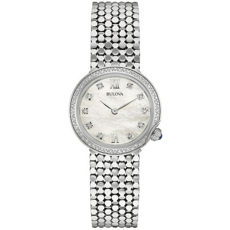 Bulova 96R206 Women's Diamond White MOP Dial Stainless Steel Bracelet Watch