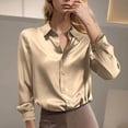 thumbnail image 2 of Satin Blouses for Womens Casual Lapel Collar Button Down Long Sleeve Silk Shirt 2026 Business Work Dressy Shirts, 2 of 5
