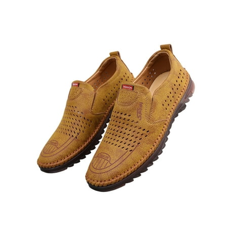 

Lacyhop Mens Loafers Slip On Flats Classic Casual Shoes Driving Hollow Out Dress Shoe Lightweight Comfort Khaki-Hollow out 8.5