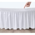 thumbnail image 3 of Jinsinto Wrap Around Bed Skirts with Split Corners for Queen Beds 18" Drop, White Elastic Dust Ruffles Easy Fit, 3 of 5