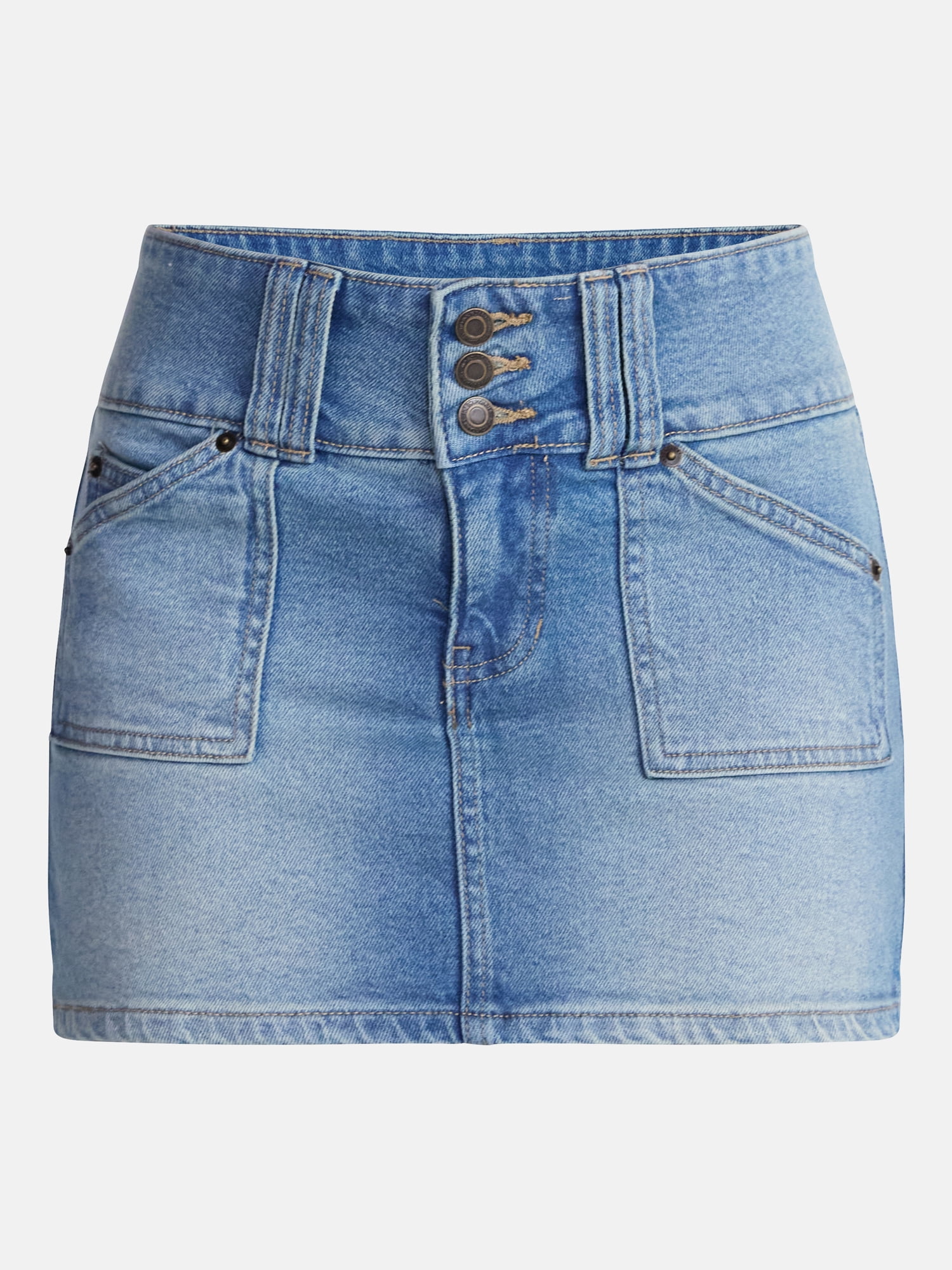 No Boundaries Three Button Mini Skort, Women's Sizes 00-20
