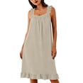 thumbnail image 3 of Pounoo Sleep Dresses for Women Square Neck Sleeveless Ruffled Trim Loose Fit Nightgowns Comfortable Flowy Maxi Nightwear Gift, 3 of 9