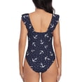thumbnail image 6 of Yiaed Anchor Print Women's Ruffled One Piece Swimsuit V Neck Swimwear Slimming Monokini for Woman-Small, 6 of 8
