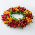 thumbnail image 3 of Tulip Wreath Spring Summer Wreath for Front Door, Artificial Tulip Wreath for Indoor Outdoor, Farmhouse Floral Wreath for Window Wall Wedding Independence Day Holiday Decor, 3 of 5