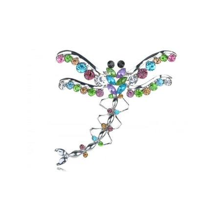 Large Austrian Crystal Rhinestone Colorful Dragonfly Fashion Costume Pin Brooch