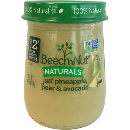 (10 Pack) Beech-Nut Naturals Just Pineapple, Pear & Avocado Stage 2 Baby Food, 4.0