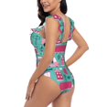 thumbnail image 5 of Yiaed Excavator Print Women's Ruffled One Piece Swimsuit V Neck Swimwear Slimming Monokini for Woman-Small, 5 of 8