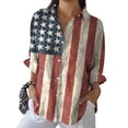 thumbnail image 4 of YLHFASHION Chemise à Imprimé Drapeau Américain Rétro pour Femmes pour la Fête de l'Indépendance, Impression Artistique, Chemise Décontractée à Col en V, Articles en Liquidation, Chemises pour Femmes, 4 of 5