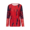 thumbnail image 2 of Qiylii Female Dandelion Print Round Neck Lace Patchwork Long Sleeve Tops T shirt with Buttons, 2 of 9