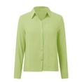 thumbnail image 4 of vigerkar Womens Button Down Shirt 2025 Summer Casual Long Sleeve Solid Color Shirts Loose Work Tops Green, M, 4 of 5