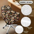 thumbnail image 5 of Whosucclay Mushroom Daisy Leaf Print Curved Back Accent Chair Slipcovers Stretch Office Chair Protector Non-Slip Curved Back Bar Stool Slipcovers with Arms for Living Room, Vanity, Party, 5 of 7