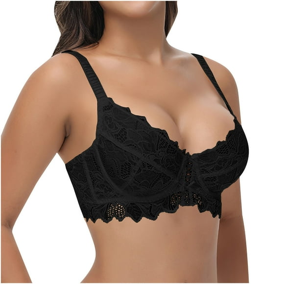 Fall/Winter Savings! Srobpty Womens Underwire Push Up Bras, Women's Lace Comfortable Size-thin Bra with Steel Rims Gathered without Chest Pads