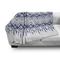 thumbnail image 3 of Ikat Soft Flannel Fleece Throw Blanket, Traditional Design Borders Art Geometrical Motifs and Shapes, Cozy Plush for Indoor and Outdoor Use, 60" x 80", Navy Blue and White, by Ambesonne, 3 of 6