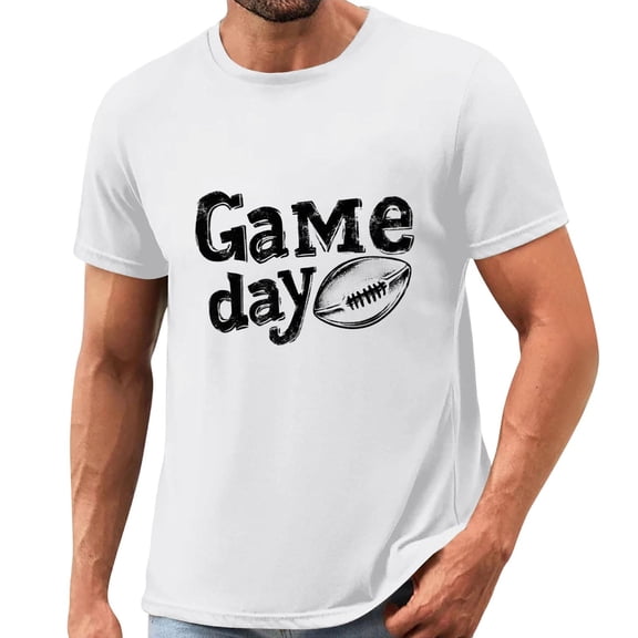 Gamivast Running Shirts for Men Game Day Distressed Football Graphic Crew Neck Short Sleeve T Shirts Gym Shirts Soft Breathable Material Workout Outfits
