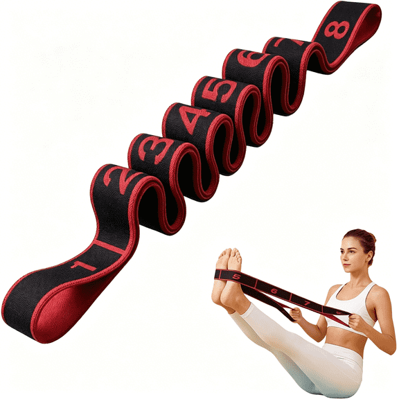 BESTSKY 8-Section Numbered Resistance Bands, Elastic Stretching Fitness Loop For Yoga, Leg Glutes Workout, Home Gym Equipment