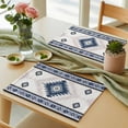 thumbnail image 6 of Placemats for Dinning Table Set of 12, Blue Beige Boho Vintage Ethnic Tribal Southwestern Burlap Kitchen Place Mats Waterproof Cloth Table Mats, Indoor Outdoor Placemats Easy Clean Dinner Decor, 6 of 8