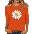 thumbnail image 2 of Tops for Women Plus Size 3/4 Sleeve Round Neck Orange Festival Print Casual Top Orange XXXL, 2 of 4
