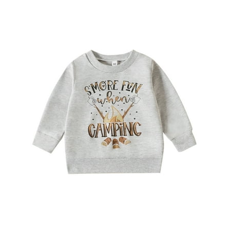 

Bagilaanoe Toddler Baby Girl Boy Casual Sweatshirt Long Sleeve Letter Print Pullover 6M 12M 18M 24M 3T 4T Kids Loose Tee Tops