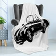 thumbnail image 4 of Cars Soft Flannel Fleece Throw Blanket, American Aged Vehicle with Wealth Properties Engine Print, Cozy Plush for Indoor and Outdoor Use, 70" x 90", Black White, by Ambesonne, 4 of 5