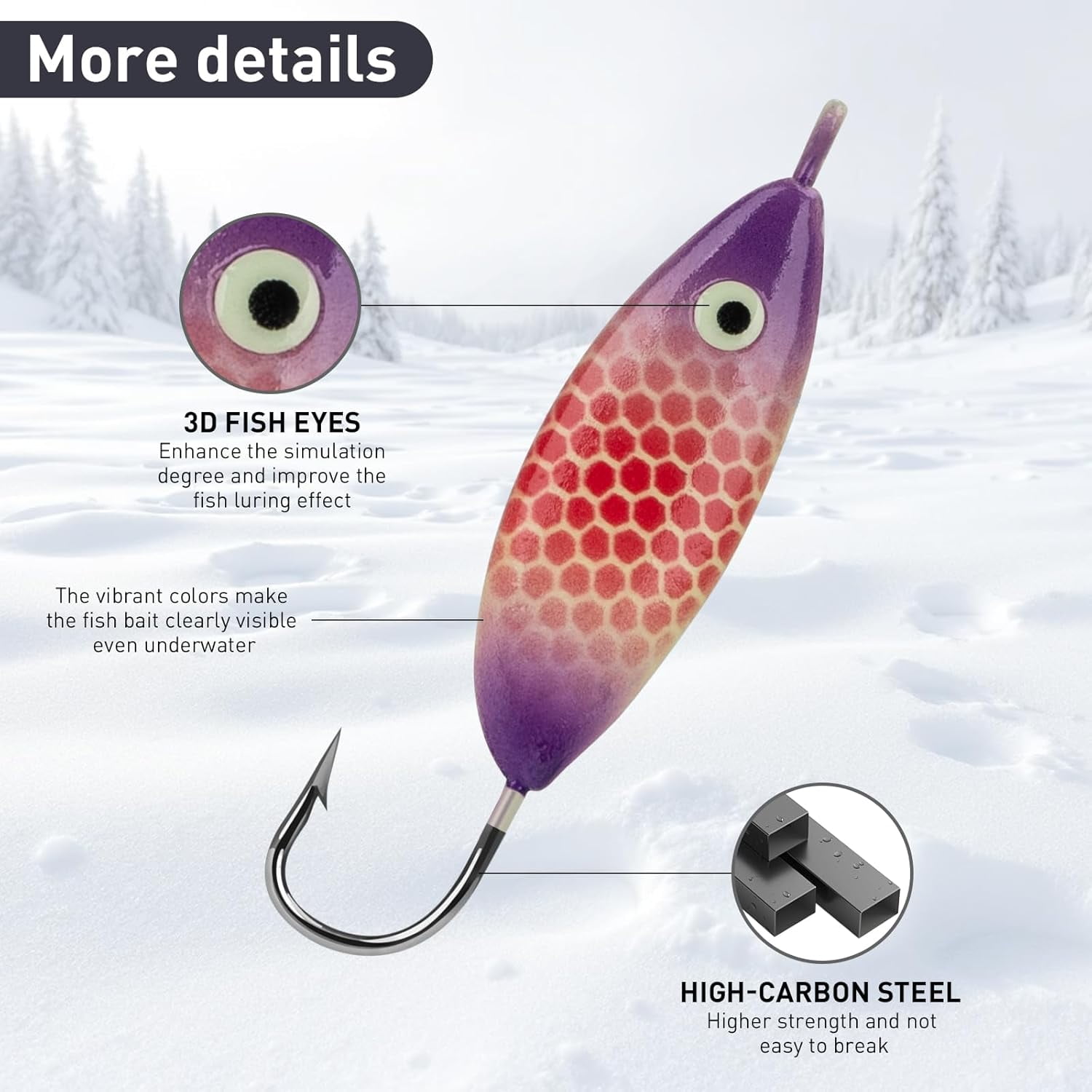 THKFISH Ice Fishing Lures Ice Fishing Jigs Ice Fishing Gear Hard Fishing Lures and Jigs Walleye Ice Fishing Kit Crappie Panfish Pike Jigs,40PCS