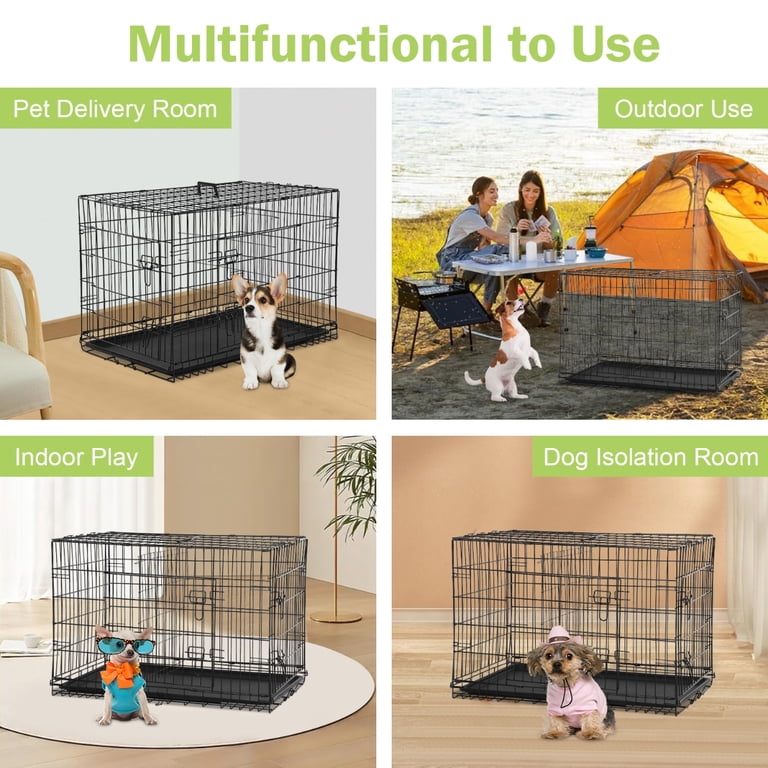 Heavy Duty, 24 Inch NiamVelo Folding Metal Wire Dog Crate for