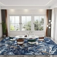 thumbnail image 3 of 9'x12' Area Rugs for Living Room Artistic Style Modern Rug Soft Low Pile Non Slip Carpet Machine Washable Indoor Rug for Bedroom Dining Room Office, Dark Blue, 3 of 7