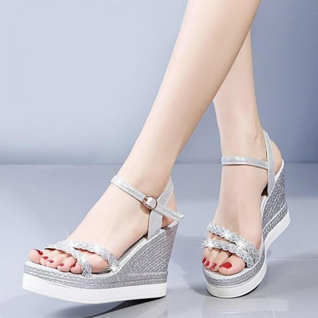 

Homedles Sandals for Women- Summer Flat Button Down Comfortable Gift for women Open Toe Platform Sandals Silver