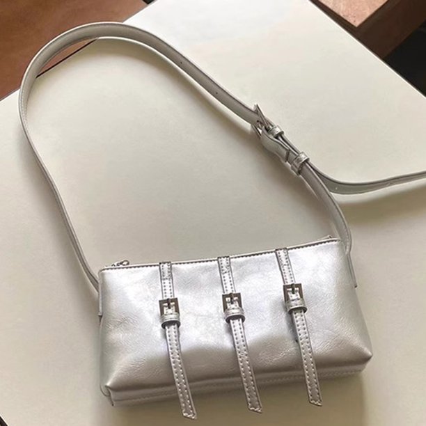 Bolsos de mujer Bolso de axila de cuero PU Bolsos cruzados casuales elegantes (Plata) Ndcxsfigh Para Estrenar
