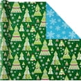 thumbnail image 4 of Papier d'Emballage Réversible pour Enfants (Lot de 4, 150 Pi2 Total), Père Noël, Arbres, Rouge, Bleu, Vert, 4 of 8