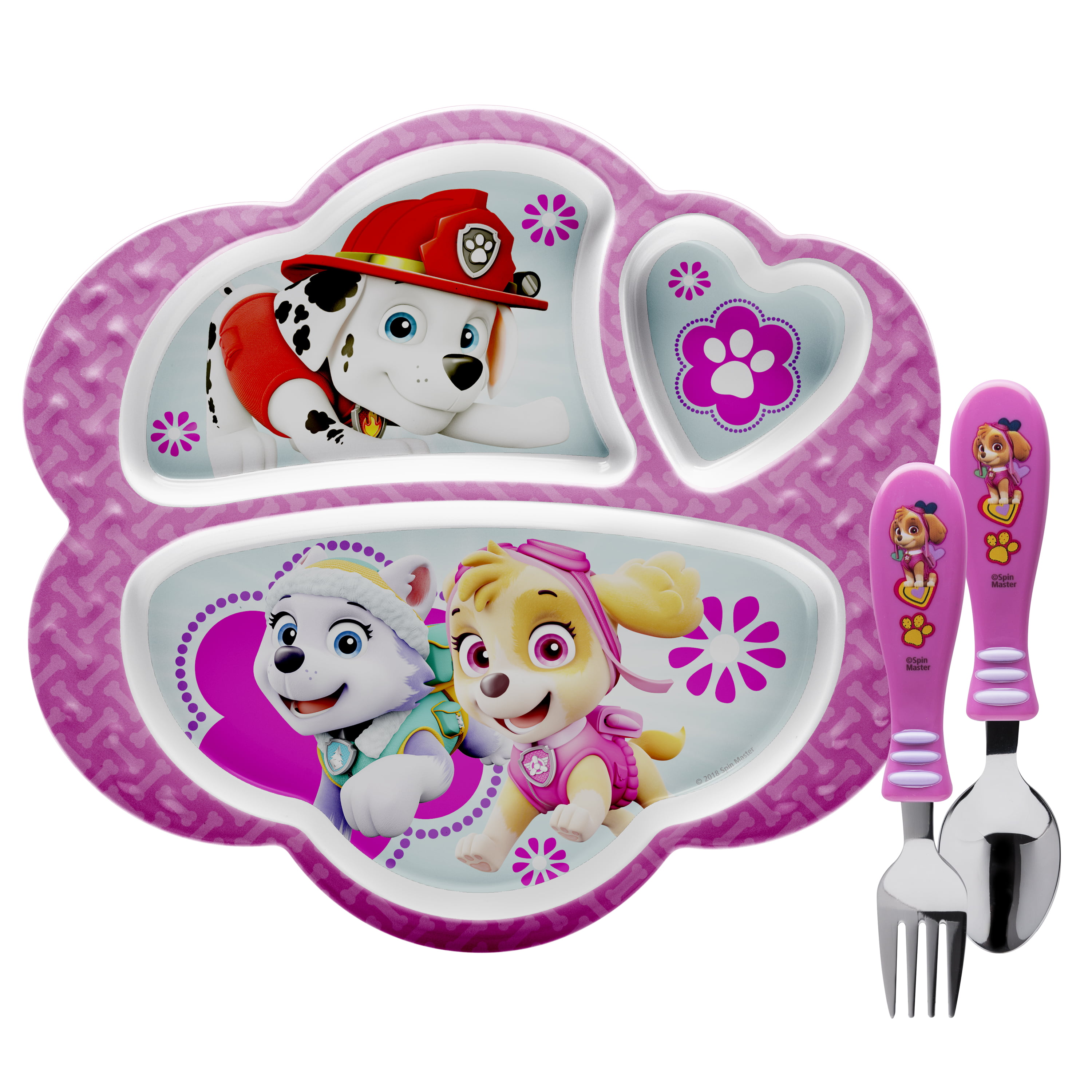 CHILDRENS TODDLER  PAW PATROL 3 PIECE DINNER BREAKFAST SET PLATE BOWL CUP HANDLE 