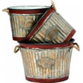 thumbnail image 2 of Deer Park Ironworks CD112 Wide Corrugated Oval Tub Planters Set - Natural Patina, 3 Piece, 2 of 2