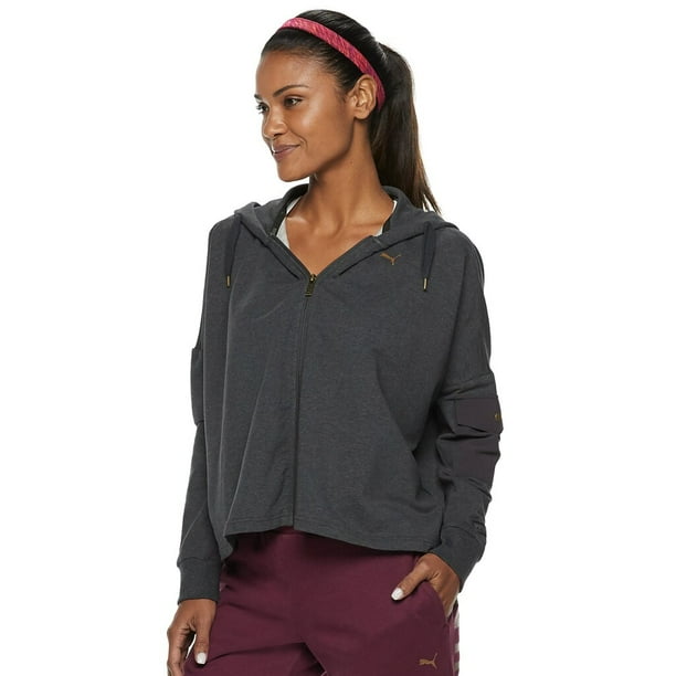 PUMA - Women's PUMA Fusion Full Zip Hoodie Dark Gray Heather - Walmart ...