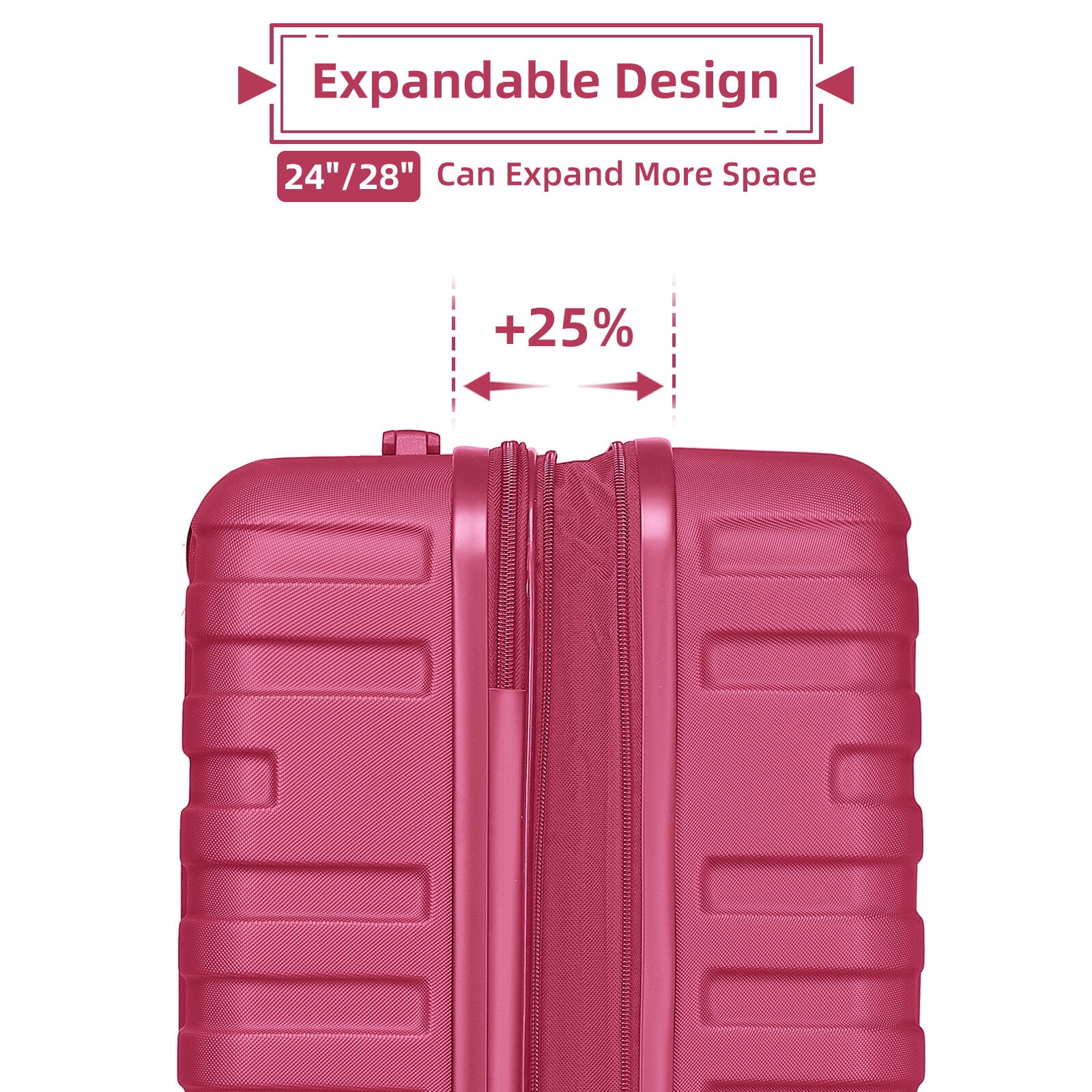 Hardside Suitcase, Luggage Sets 6 Pieces with Duffel Bags, Hardside Expandable Suitcases with Spinner Wheels TSA Lock, Rose Red, Rose Red Hardside Luggage,Abs Hardside Checked Luggage
