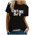 thumbnail image 1 of TSADFHJI Hauts Femmes Tendance Sortie T-Shirt à Manches Courtes Col Rond Imprimé Lettre Rugby TG Noir, 1 of 5