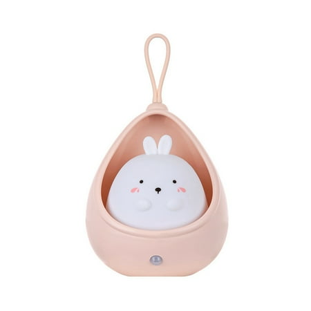 

Rabbit Sensor LED Night Light USB Rechargeable Silicone Night Light Cartoon Decorative Light Bedside Bedroom Pink